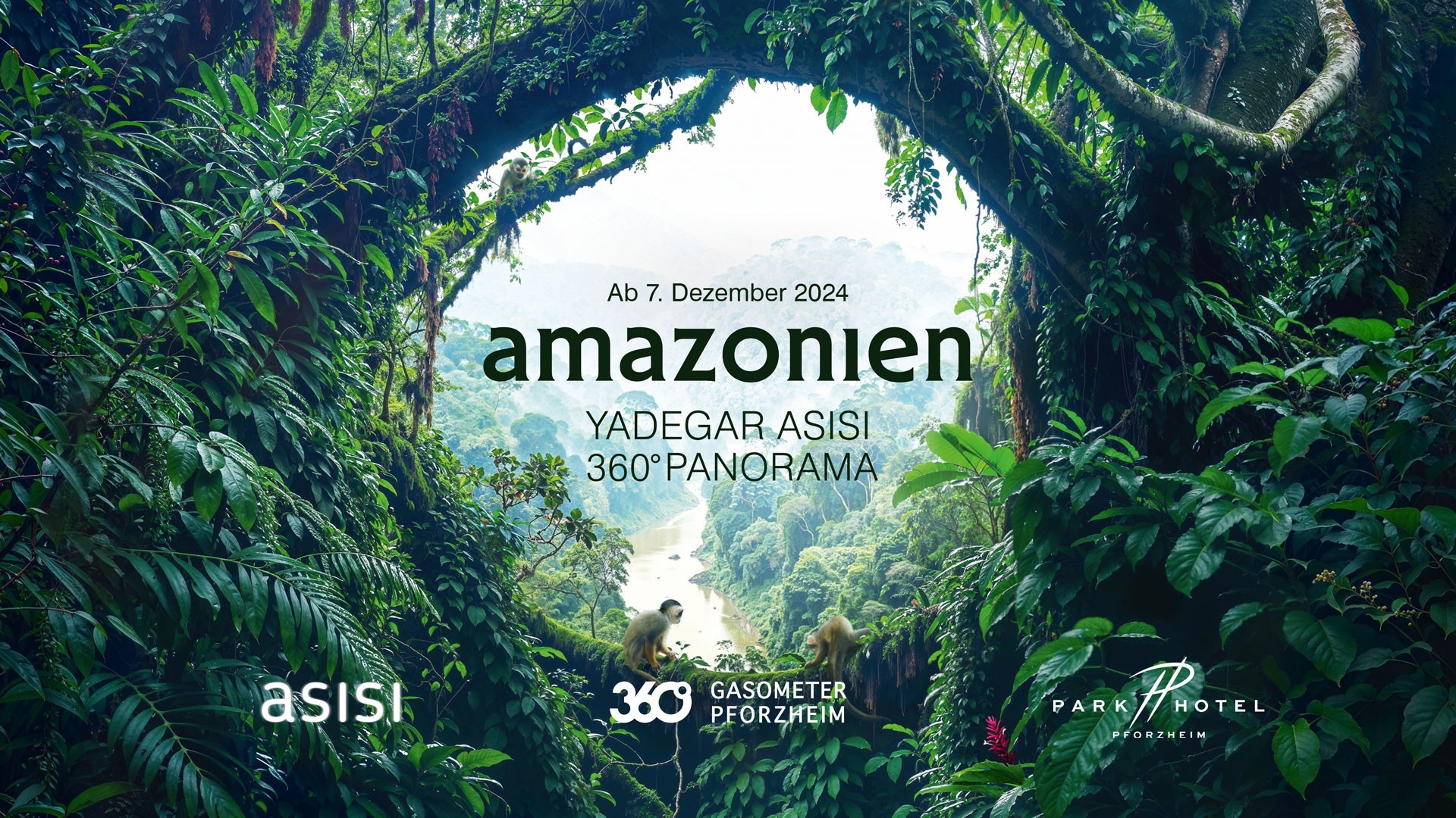 Amazonien Logo mit vielen grünen Pflanzen