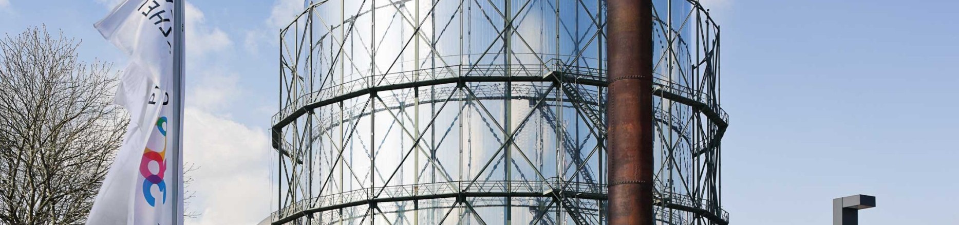 Exterior view on gasometer building